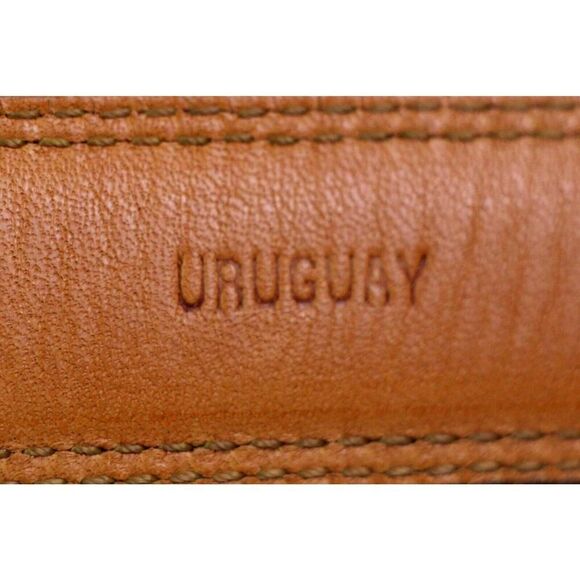 URUGUAY BROWN GENUINE LEATHER 1"Wd STITCH CASUAL DRESS MEN'S BELT Sz 34/85 (t45 - Picture 8 of 13